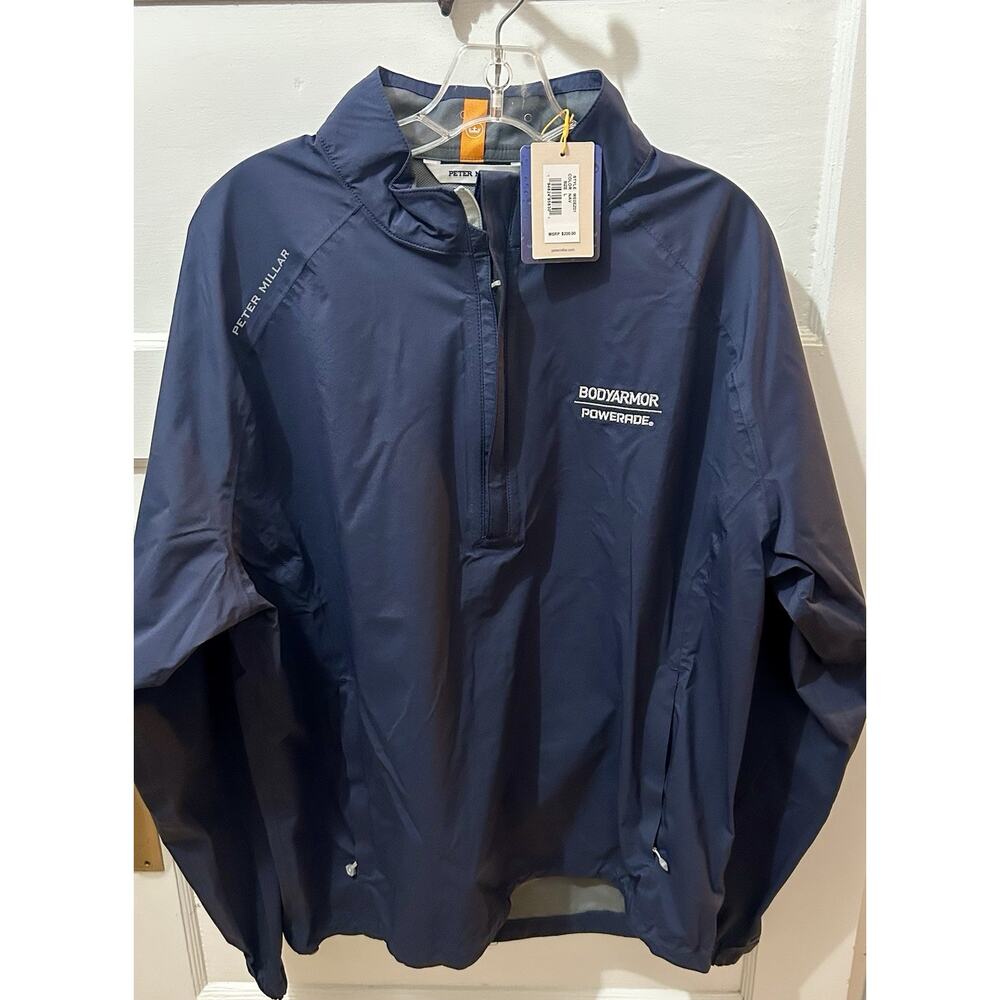NWT Mens PETER MILLAR Resco Navy Blue Windbreaker Rain Jacket Sz L MSRP$200